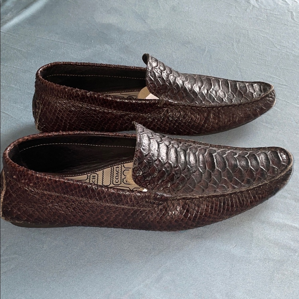 Coach Dark Brown Boa real snake skin Men's Loafers - Picture 2 of 7